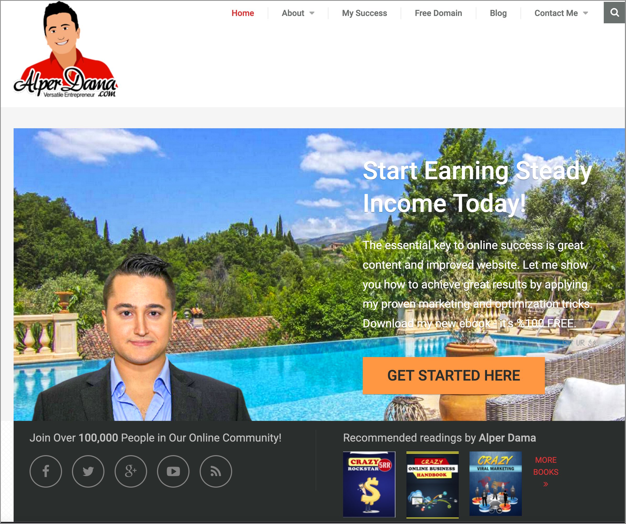 Part of the homepage of Alper Dama's website