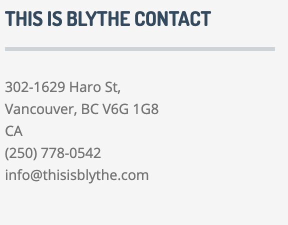 The business address of ThisIsBlythe from Nov 2017